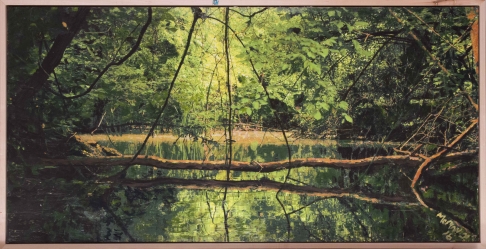Up the Slough by Connor McManus | Giclee and Acrylic on birch panel, in maple floater frame Up the Slough